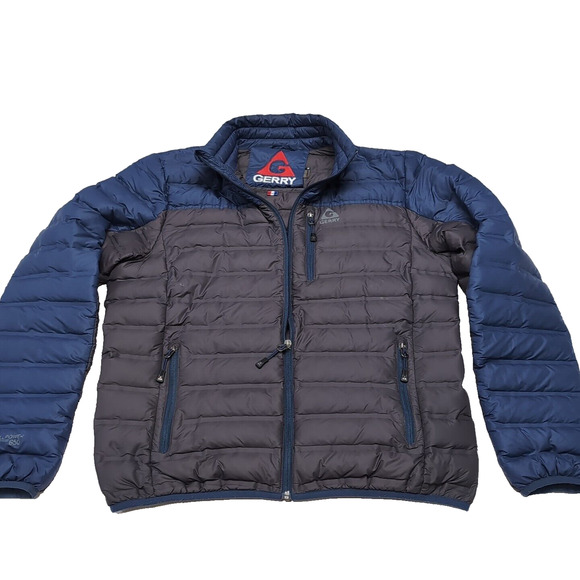 Gerry Down 650 Fill Power Puffer Jacket Men's Size M Blue Gray Full Zip Packable - Picture 3 of 15